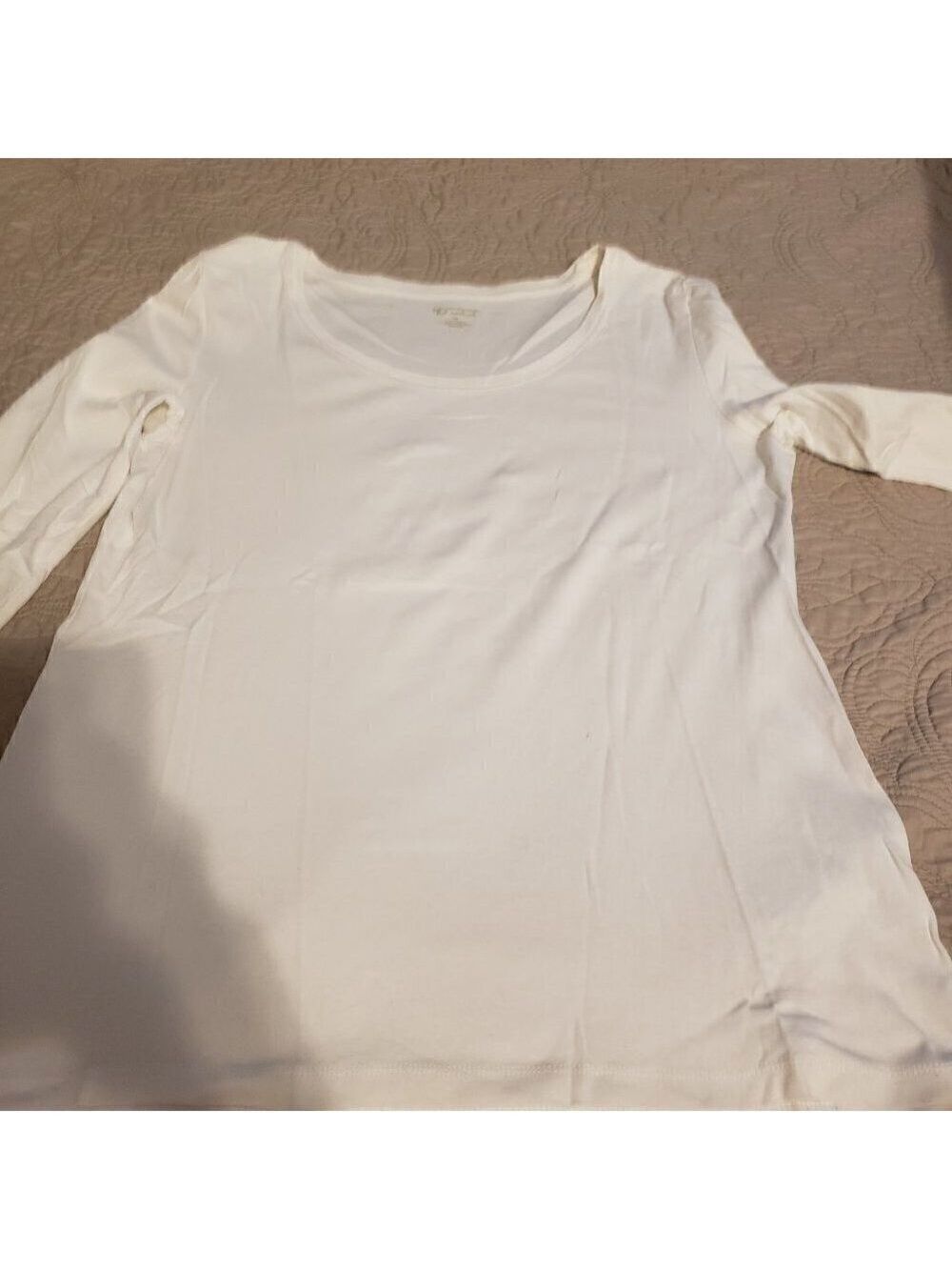 New Direction weekend Long Sleeve Scoop Neck layering tee -  Ivory Size XL